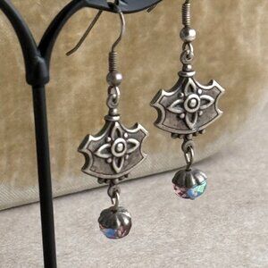 Antiqued Silver Drop Earrings